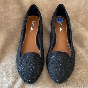 Mia black rhinestone flats 7.5